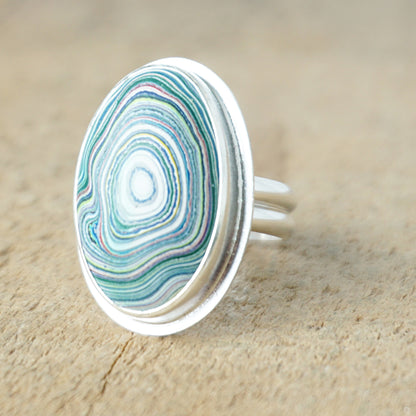 Size 8 Fordite Statement Ring