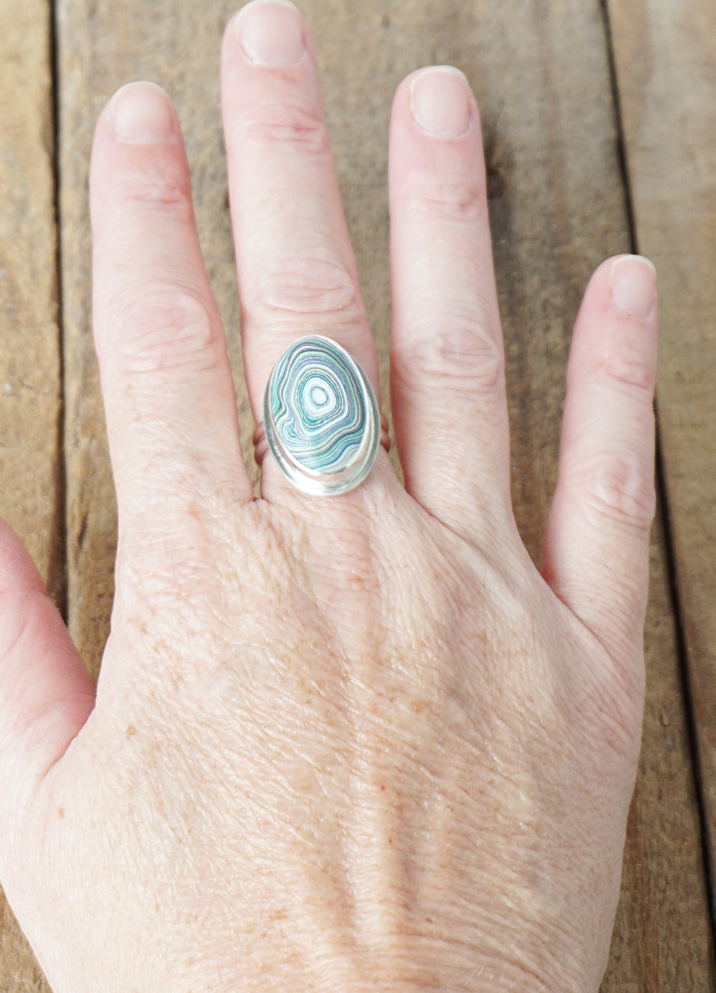 Size 8 Fordite Statement Ring