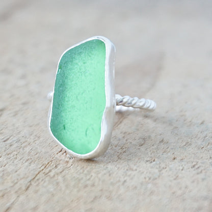 Size 5 1/2 Kelly Green Sea Glass Stacking Ring