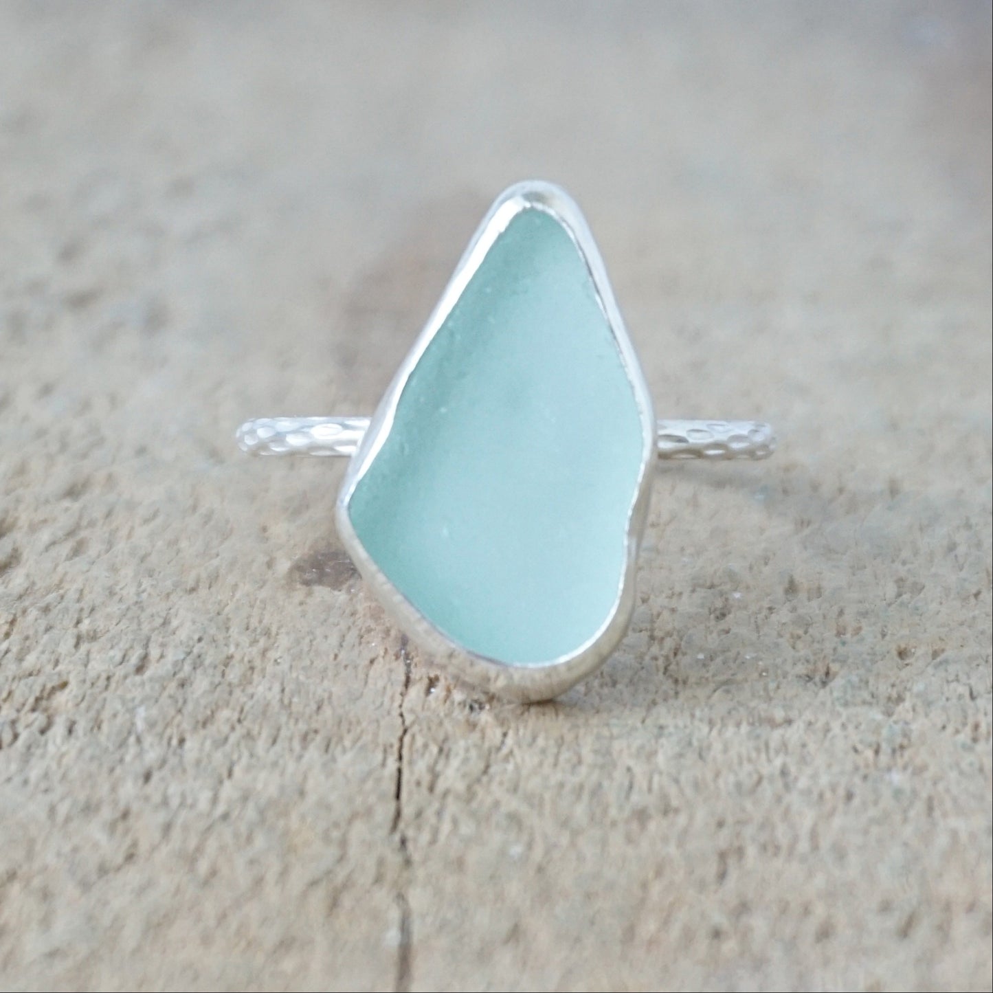 Size 9 1/2 Seafoam Green Sea Glass Stacking Ring