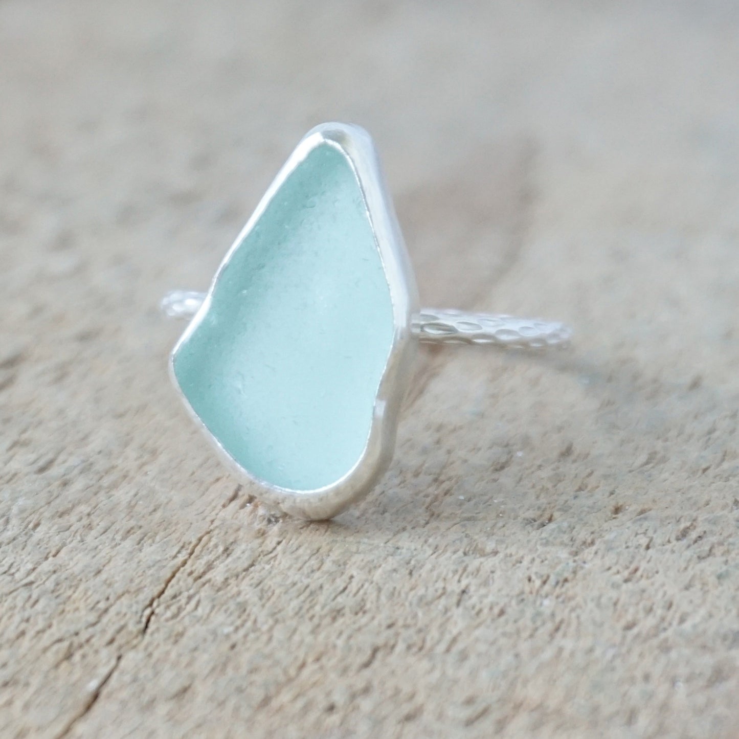 Size 9 1/2 Seafoam Green Sea Glass Stacking Ring