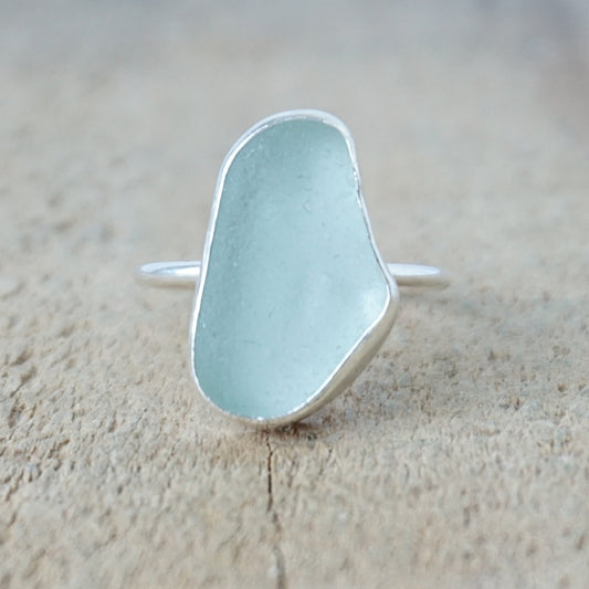 Size 10 Seafoam Green Sea Glass Stacking Ring