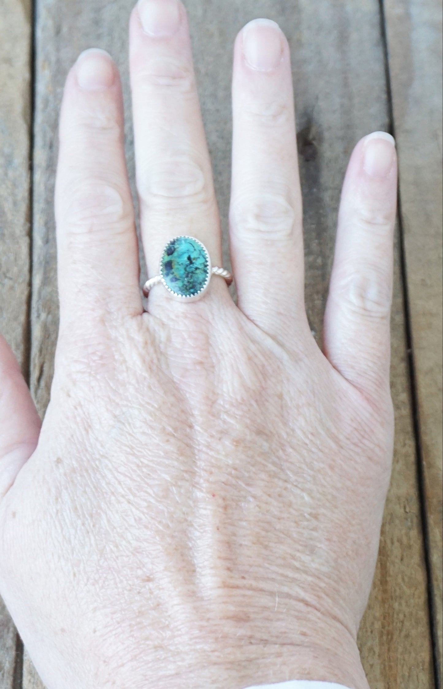 Size 8 Tibetan Turquoise Stacking Ring