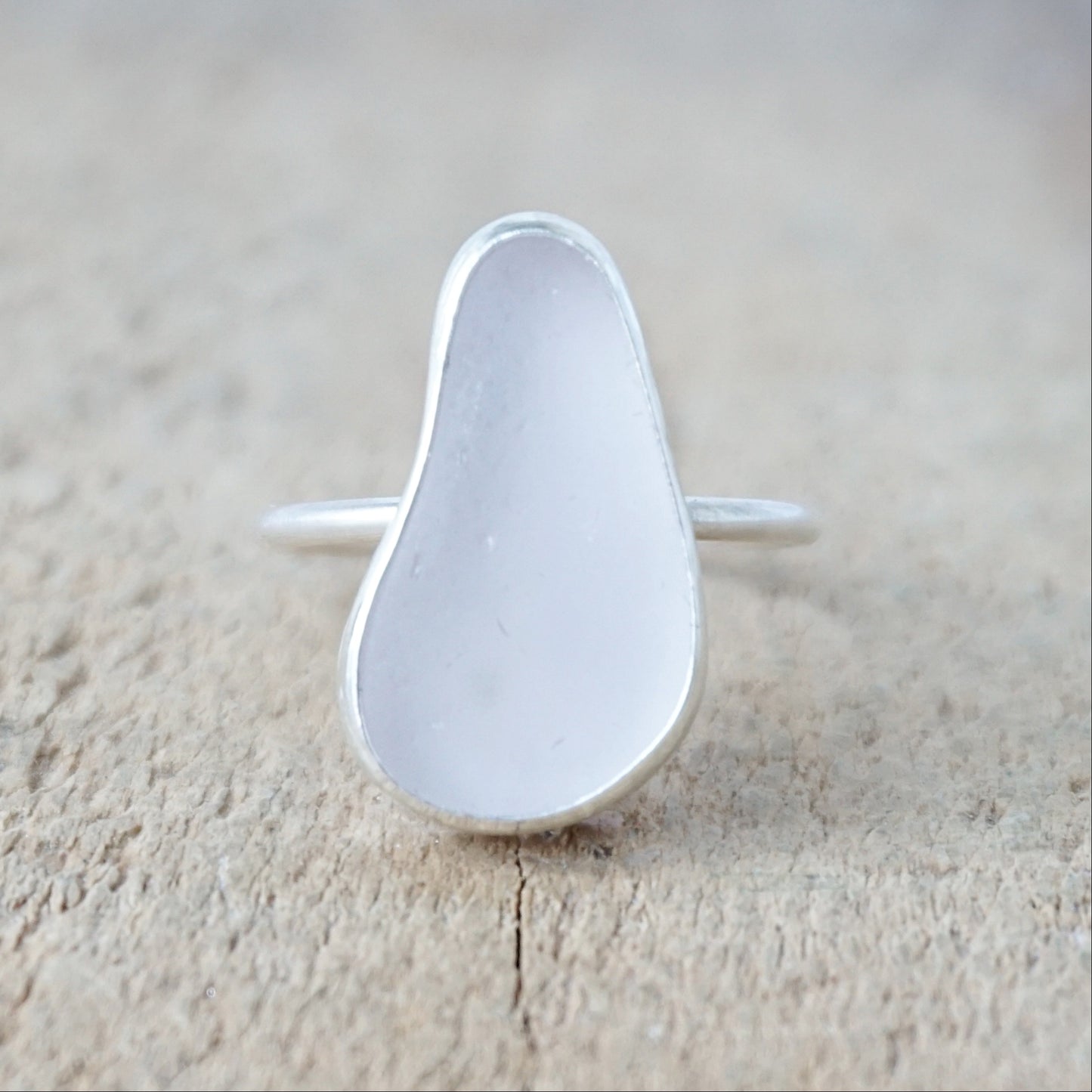 Size 8 1/2 Light Lavender Sea Glass Stacking Ring