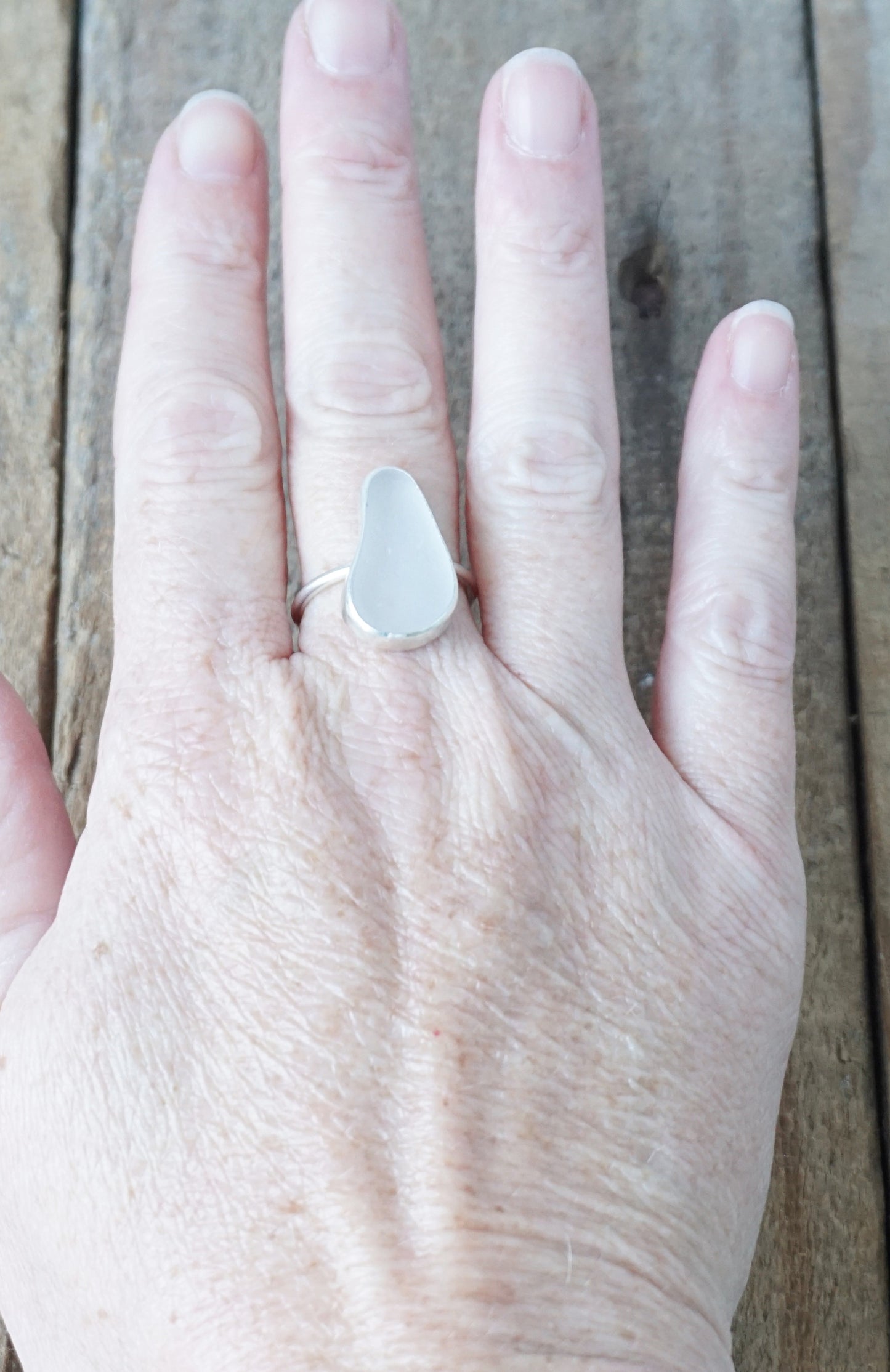 Size 8 1/2 Light Lavender Sea Glass Stacking Ring