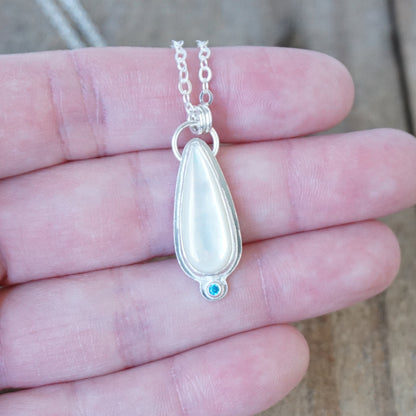 Mother of Pearl Pendant with Aqua Blue Swarovski