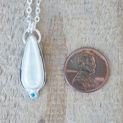 Mother of Pearl Pendant with Aqua Blue Swarovski