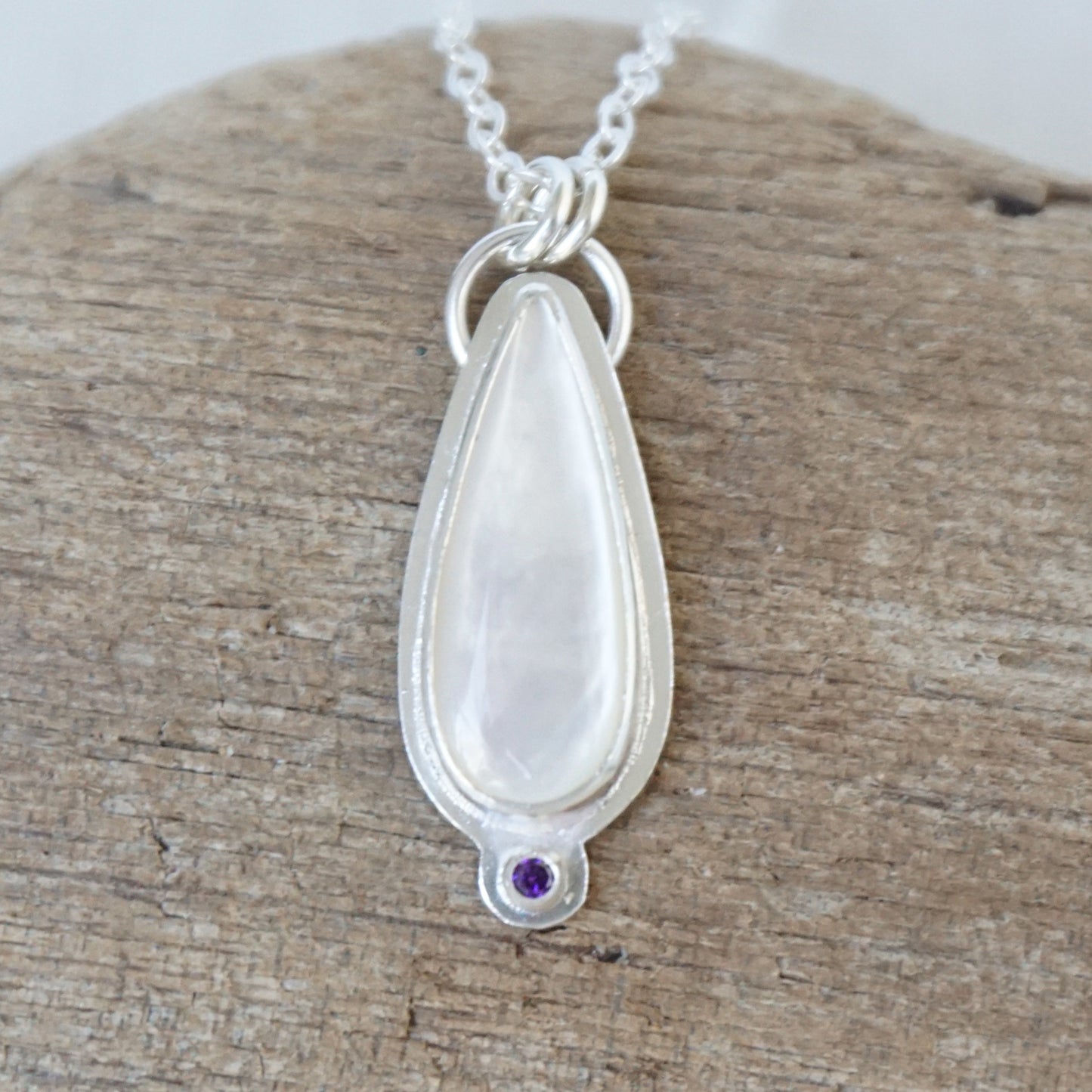 Mother of Pearl Pendant with Purple Swarovski