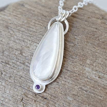 Mother of Pearl Pendant with Purple Swarovski