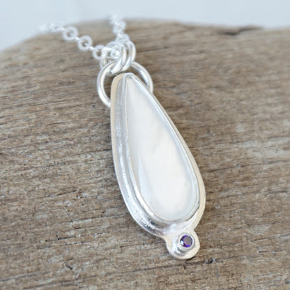 Mother of Pearl Pendant with Purple Swarovski