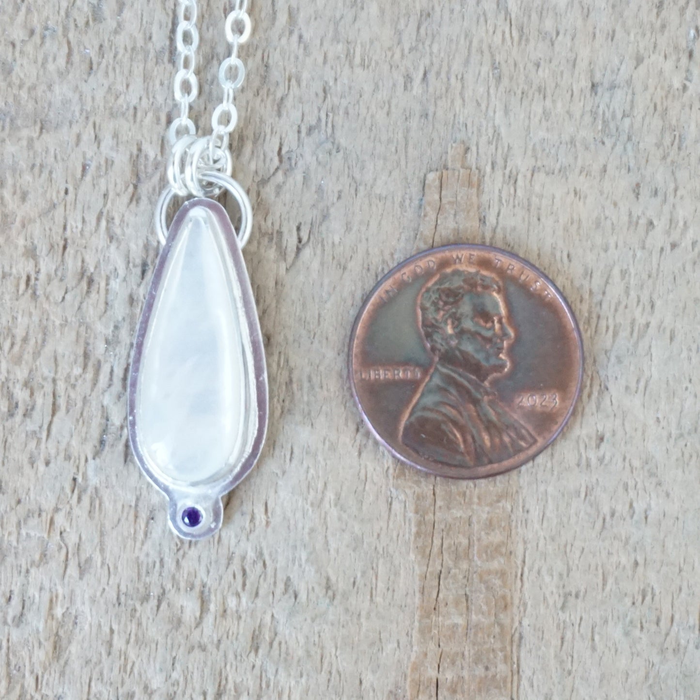 Mother of Pearl Pendant with Purple Swarovski