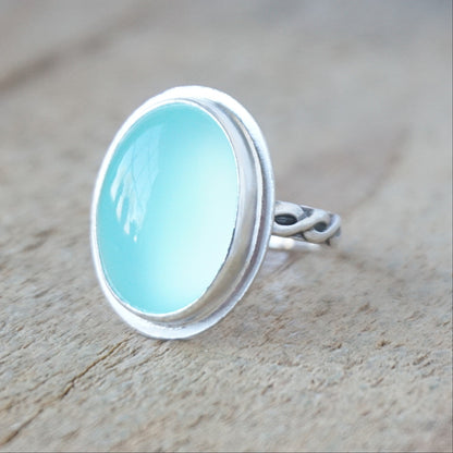 Size 8 Aqua Chalcedony Statement Ring