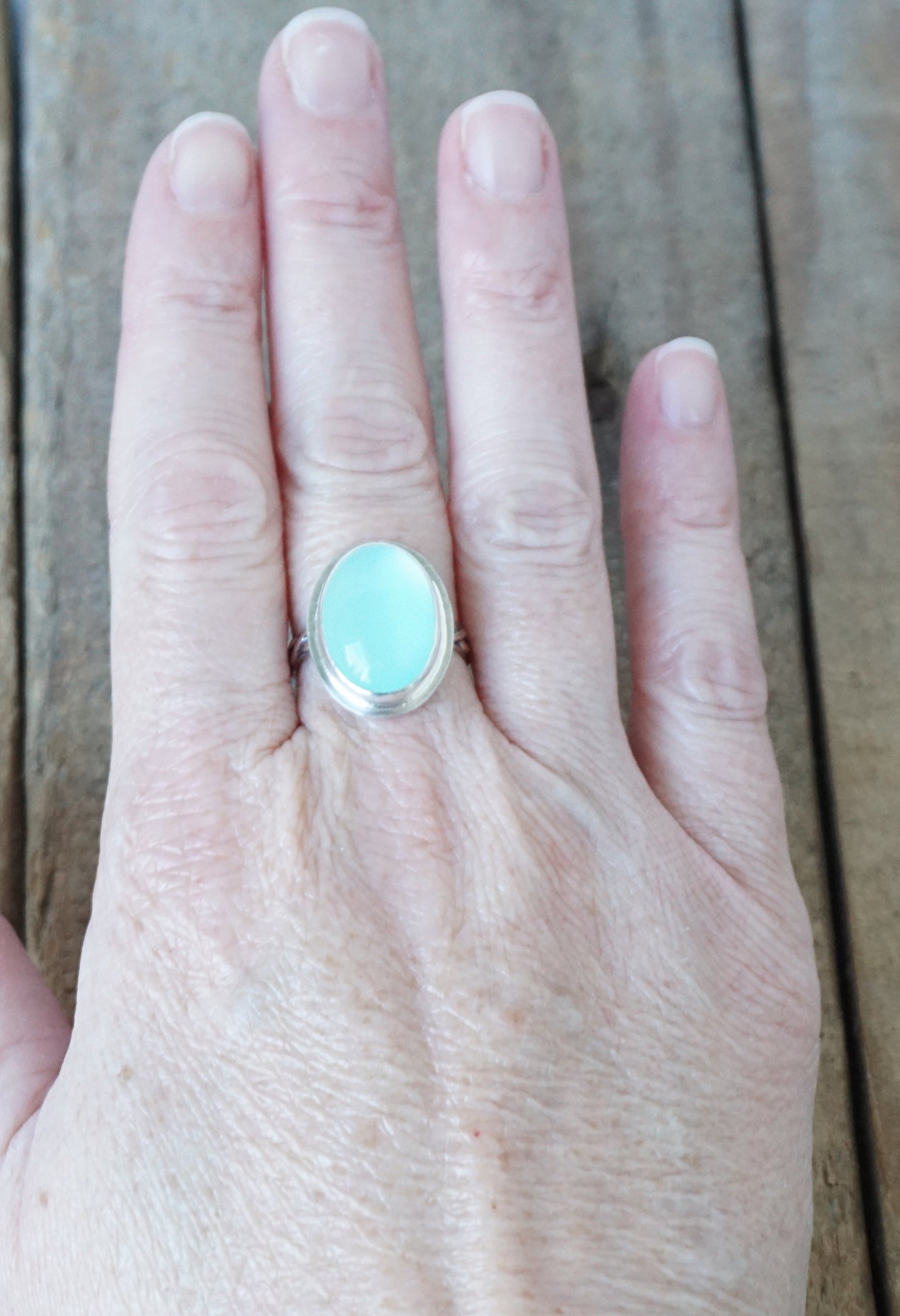 Size 8 Aqua Chalcedony Statement Ring