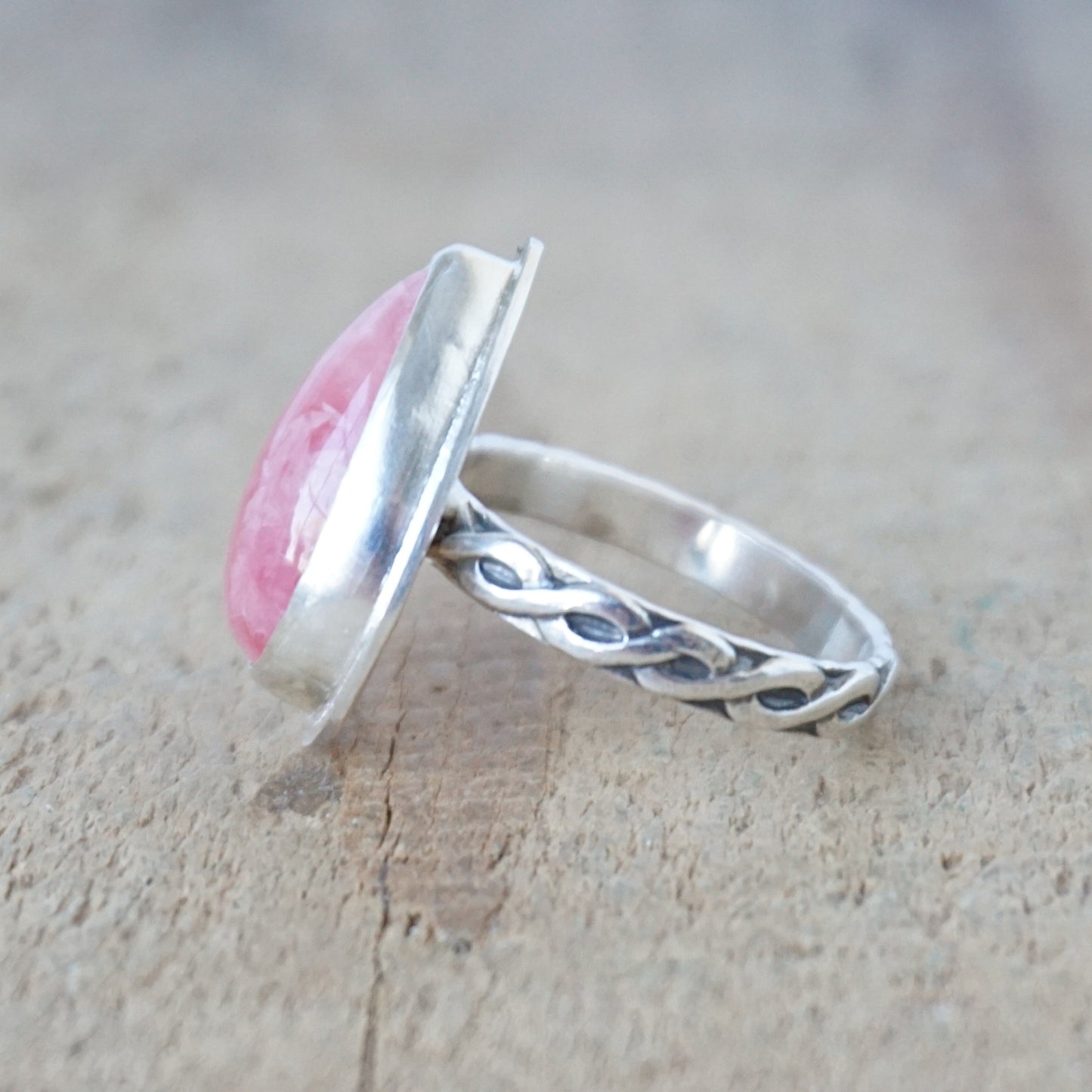 Size 7 Rhodochrosite Statement Ring