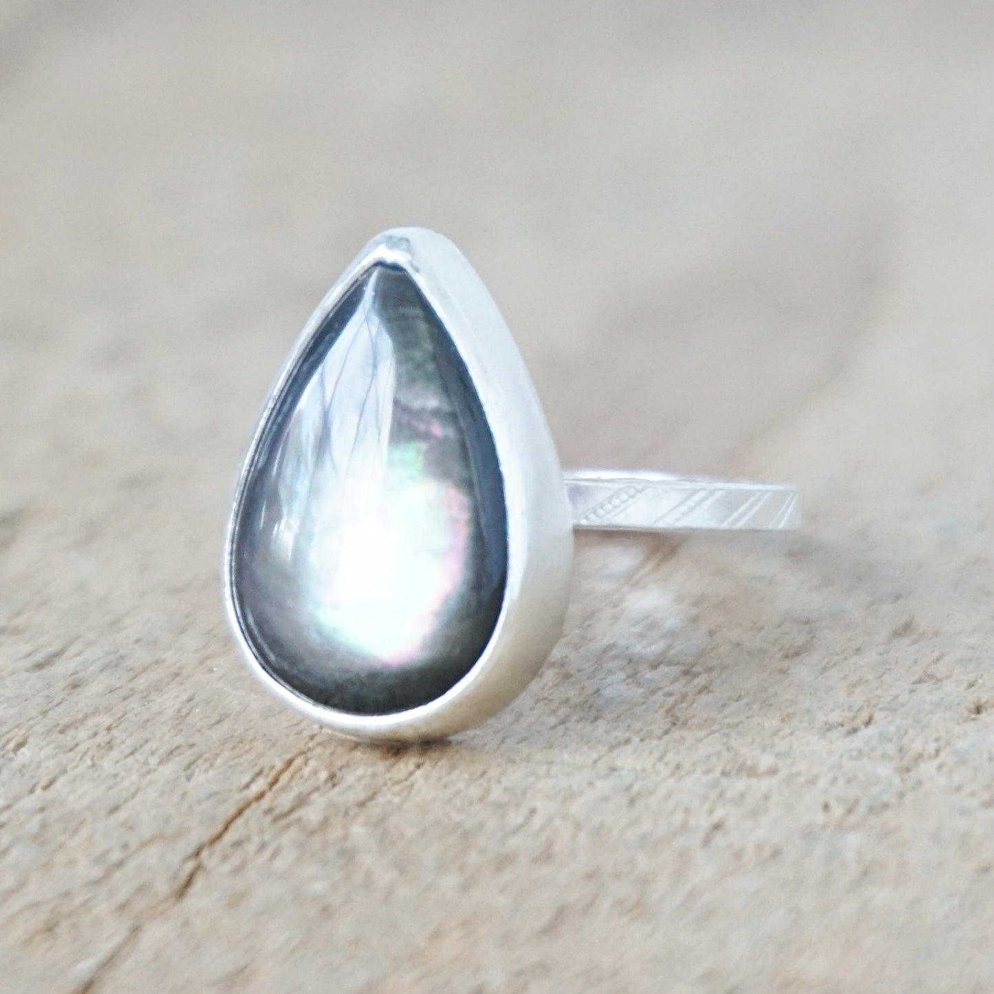 Size 5 Grey Mother of Pearl Stacking Ring