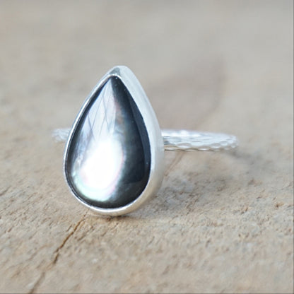 Size 8 Grey Mother of Pearl Stacking Ring