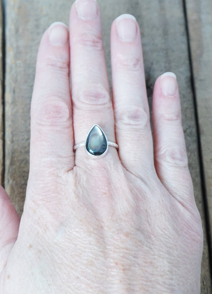 Size 8 Grey Mother of Pearl Stacking Ring