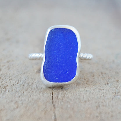 Size 6 1/4 Cobalt Blue Sea Glass Stacking Ring