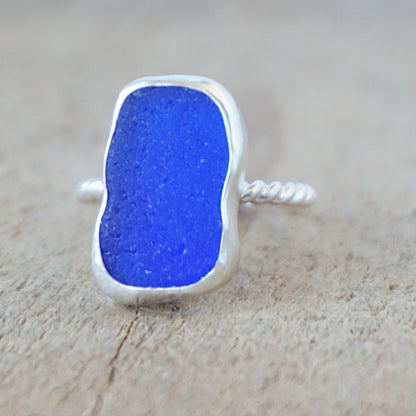 Size 6 1/4 Cobalt Blue Sea Glass Stacking Ring