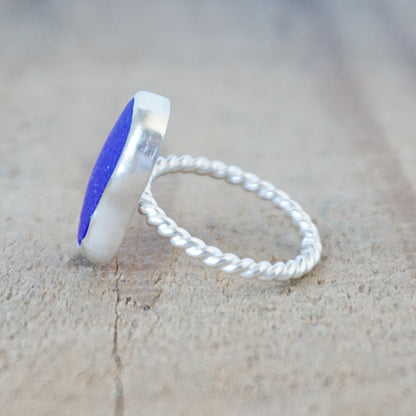 Size 6 1/4 Cobalt Blue Sea Glass Stacking Ring