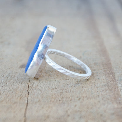 Size 7 1/2 Cornflower Blue Sea Glass Stacking Ring