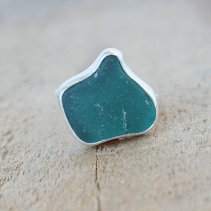 Size 6 1/2 Dark Green Sea Glass Ring