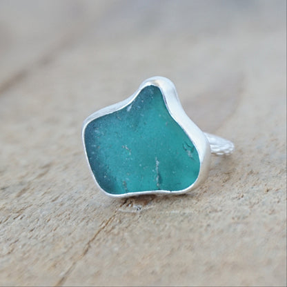 Size 6 1/2 Dark Green Sea Glass Ring