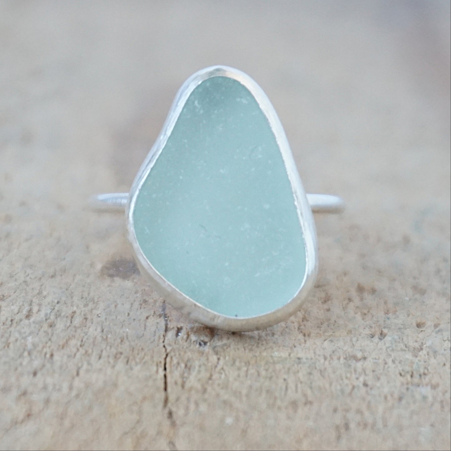 Size 8 Seafoam Green Sea Glass Stacking Ring