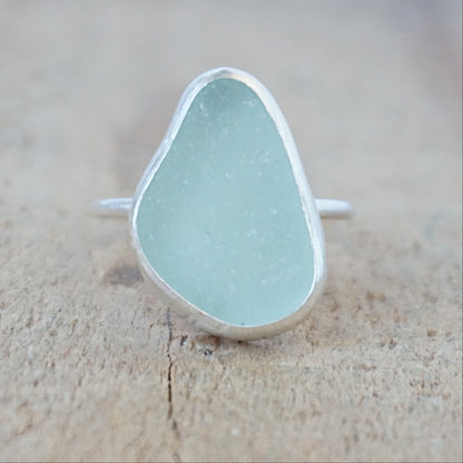 Size 8 Seafoam Green Sea Glass Stacking Ring