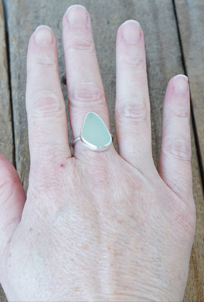 Size 8 Seafoam Green Sea Glass Stacking Ring