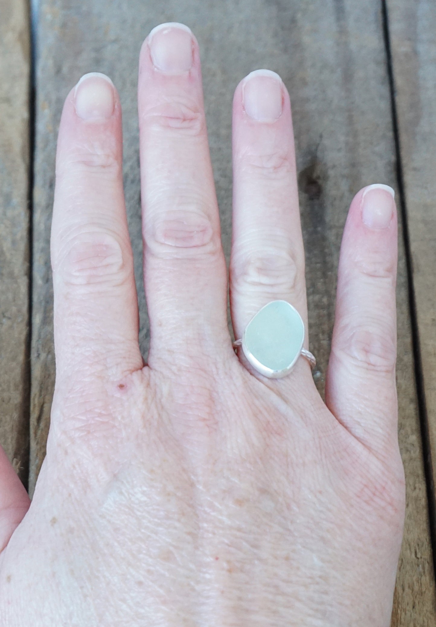 Size 7 Seafoam Green Sea Glass Stacking Ring