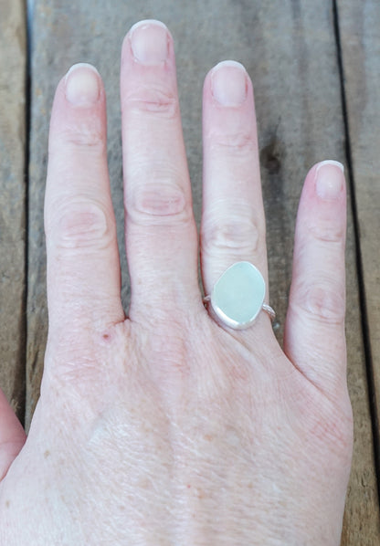 Size 7 Seafoam Green Sea Glass Stacking Ring