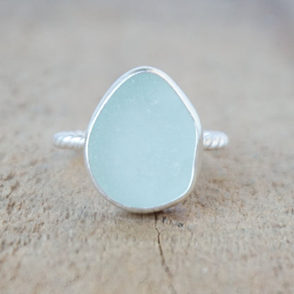 Size 8 3/4 Seafoam Green Sea Glass Stacking Ring