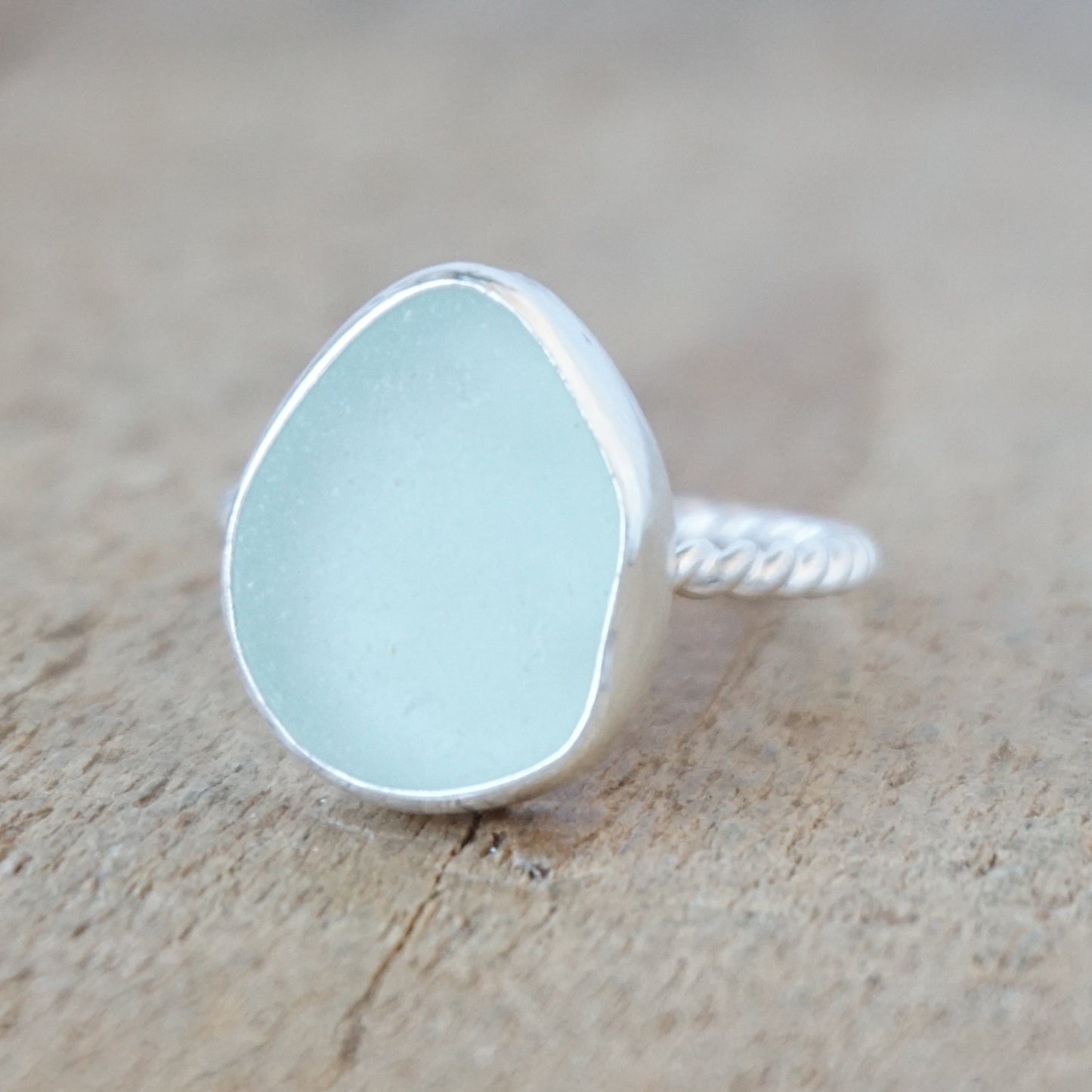 Size 8 3/4 Seafoam Green Sea Glass Stacking Ring