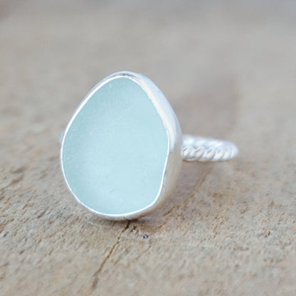 Size 8 3/4 Seafoam Green Sea Glass Stacking Ring