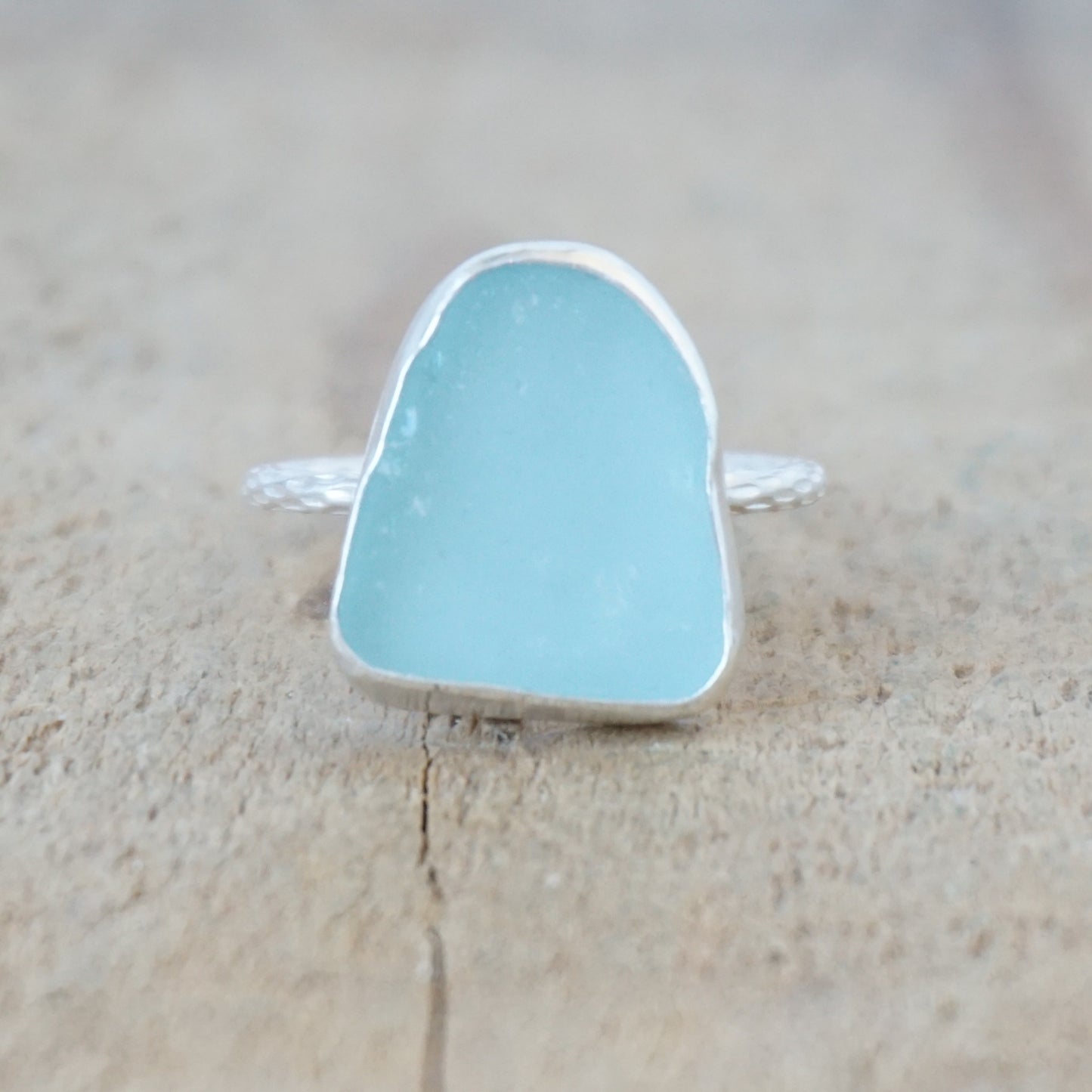 Size 9 1/2 Soft Aqua Blue Sea Glass Stacking Ring