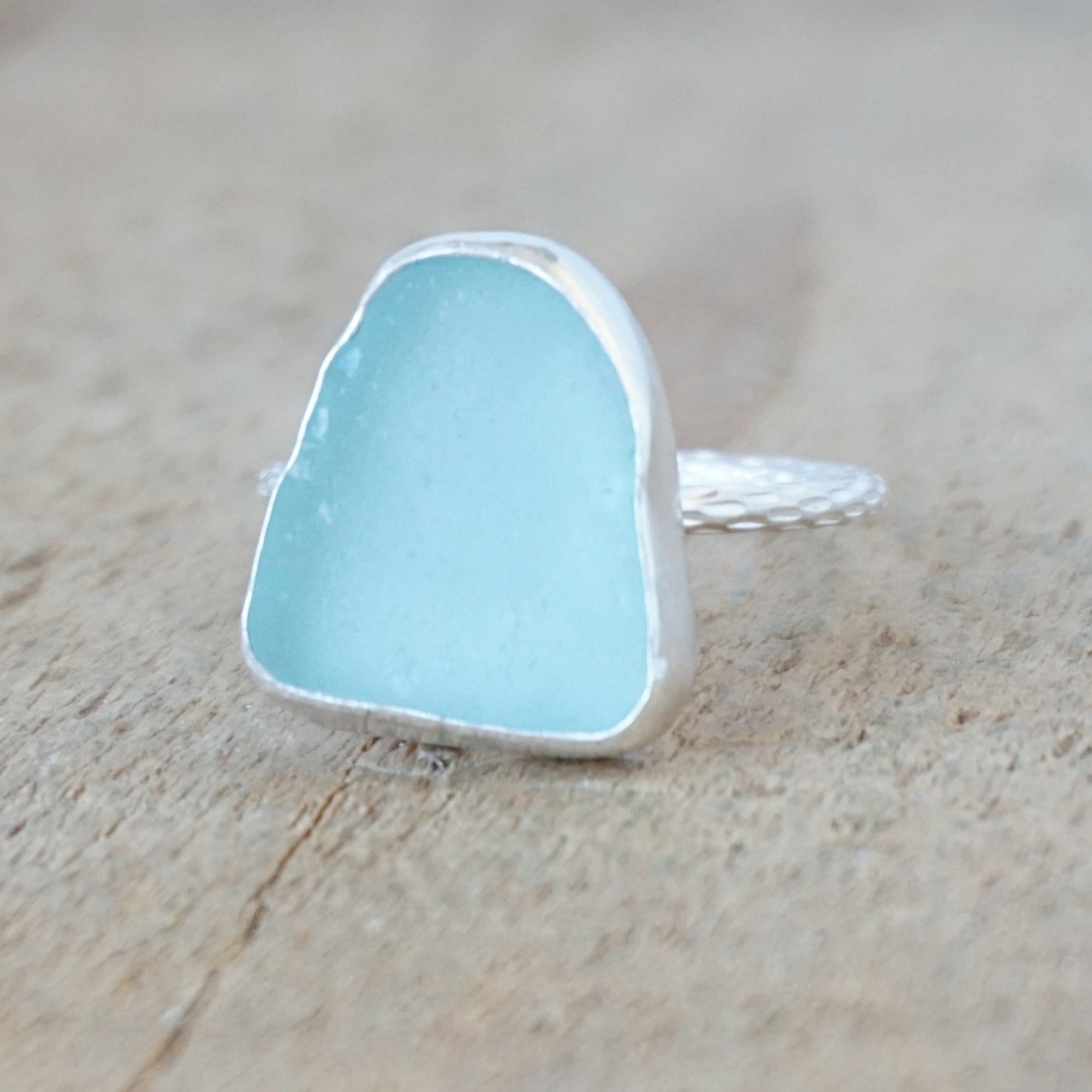 Size 9 1/2 Soft Aqua Blue Sea Glass Stacking Ring