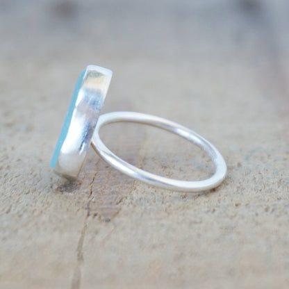 Size 7 1/2 Soft Aqua Blue Sea Glass Stacking Ring