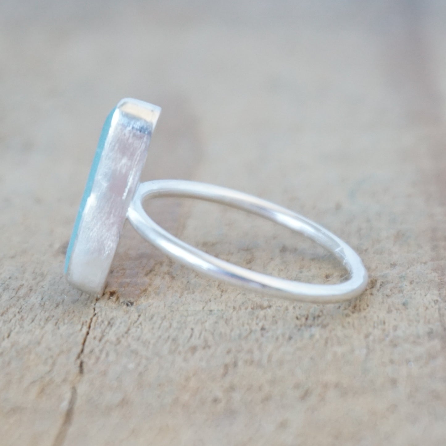 Size 9 1/4 Soft Aqua Blue Sea Glass Stacking Ring