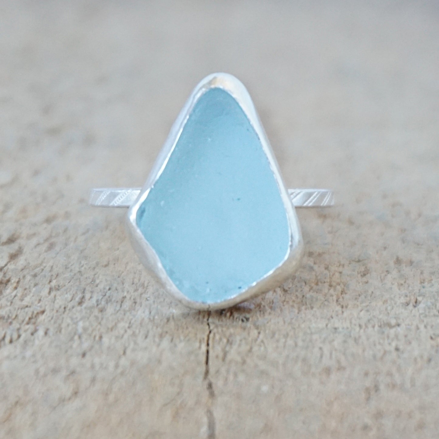 Size 7 3/4 Soft Aqua Blue Sea Glass Stacking Ring