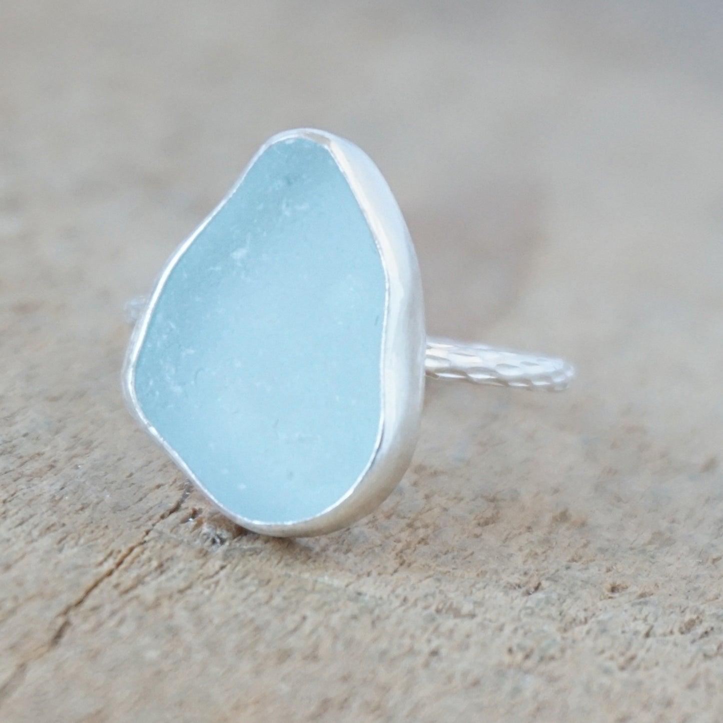 Size 8 1/2 Soft Aqua Blue Sea Glass Stacking Ring