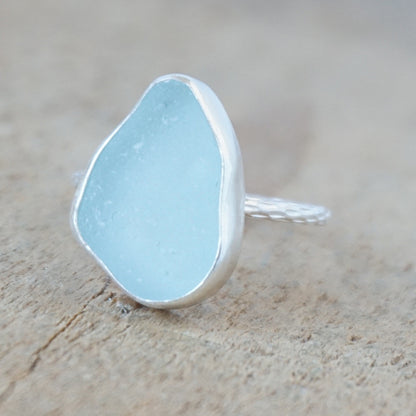 Size 8 1/2 Soft Aqua Blue Sea Glass Stacking Ring