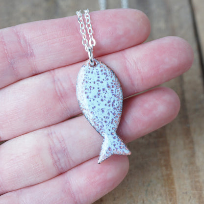 Light Blue and Purple Enamel Fish Necklace