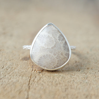 Size 7 Fossilized Coral Stacking Ring