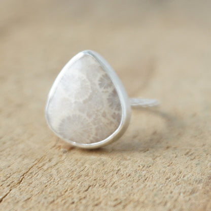 Size 7 Fossilized Coral Stacking Ring
