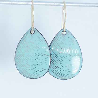 Gold Accents on Seafoam Green Enamel Teardrop Earrings