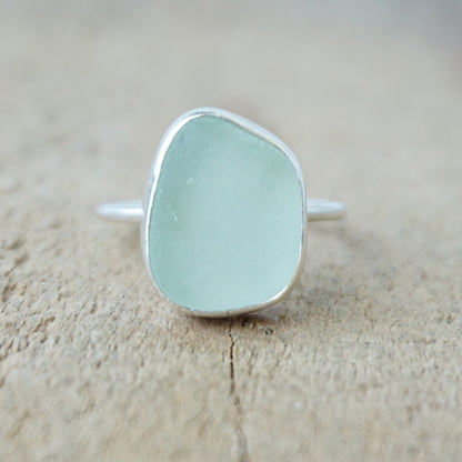 Size 7 1/2 Seafoam Green Sea Glass Stacking Ring