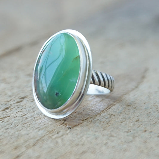Size 8 Chrysoprase Statement Ring