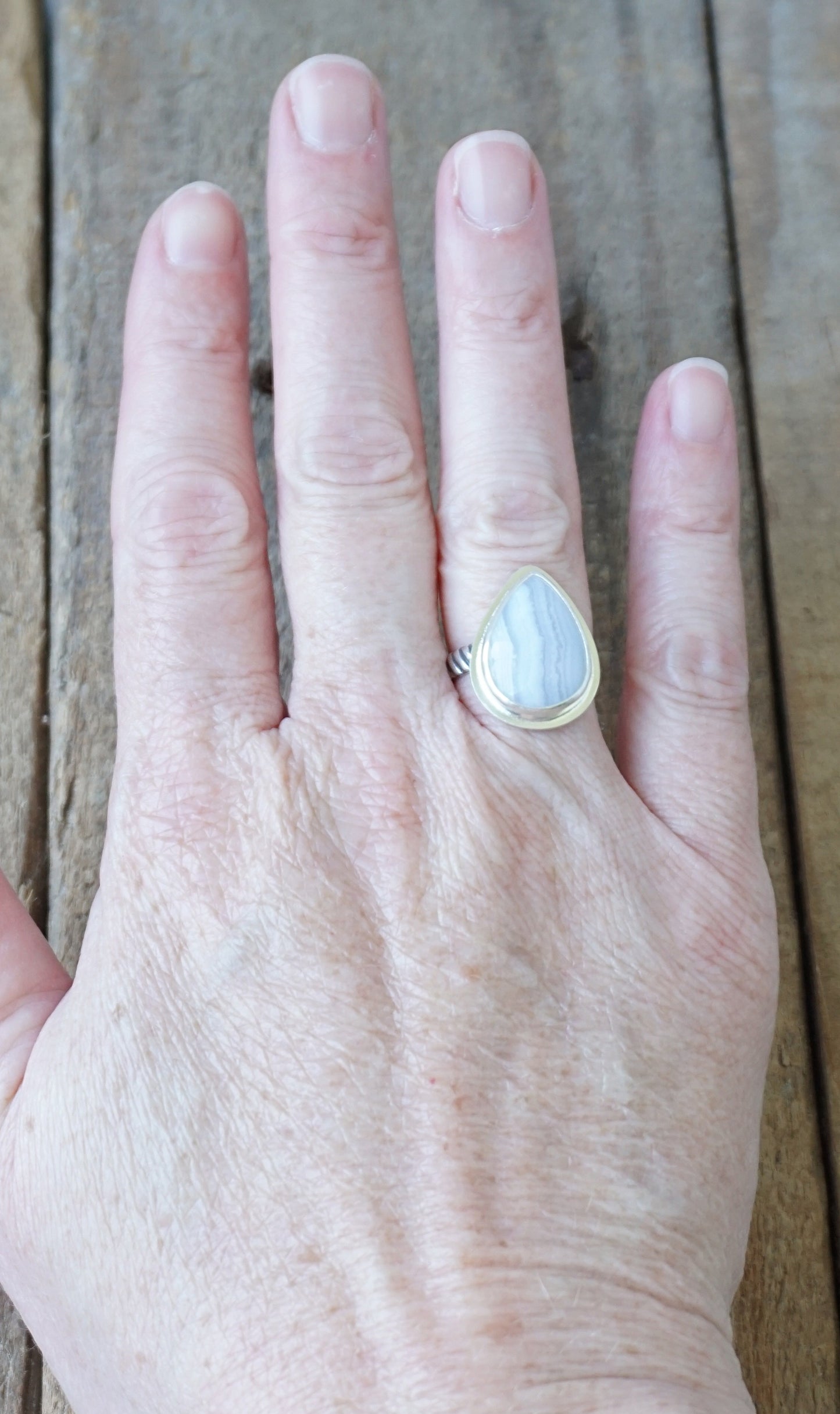 Size 6 1/2 Blue Lace Agate Statement Ring