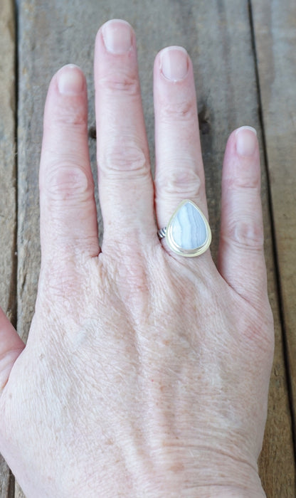 Size 6 1/2 Blue Lace Agate Statement Ring